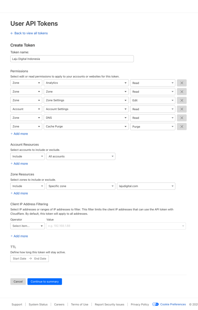 Create User API Token